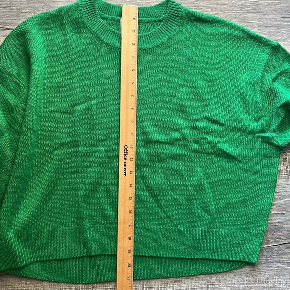 Spring Green Oversized Pullover Cropped Sweater 100% Cotton Women’s Sz M, NWOT - Picture 11 of 11